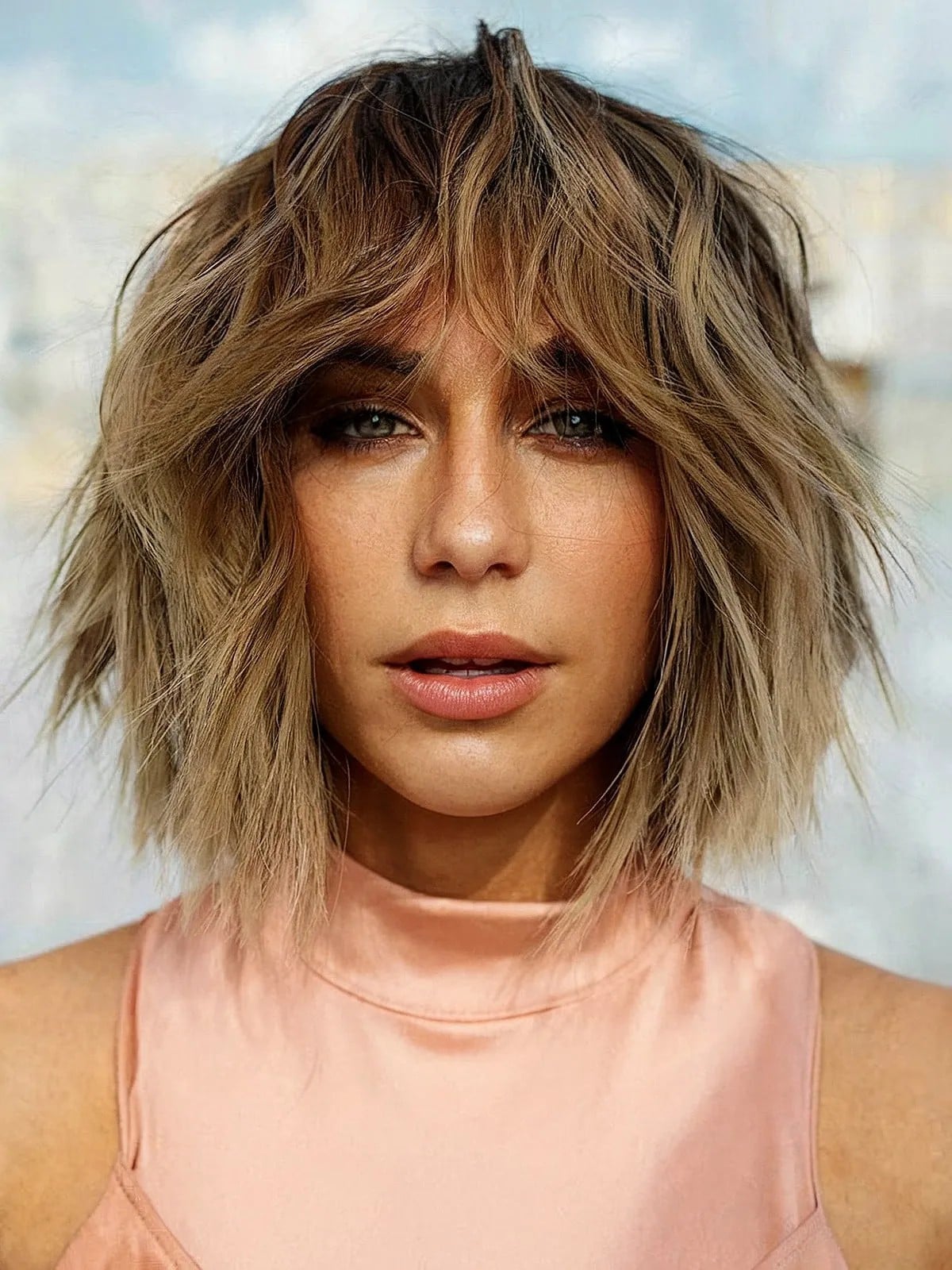 Chin Length Shaggy Bob With Choppy Bangs Chin Length Shaggy Bob With Choppy Bangs — Simple Shaggy Bob