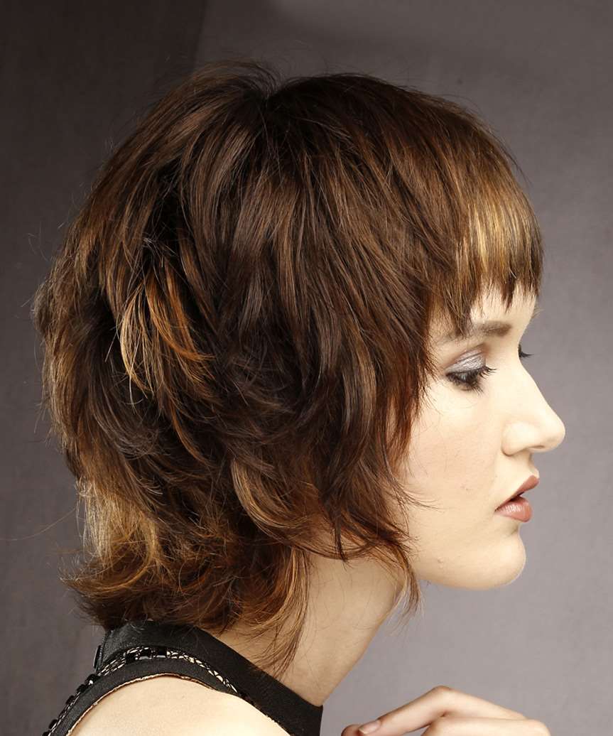 Collarbone Brown Shaggy Bob With Layered Bangs — Simple Shaggy Bob Haircut