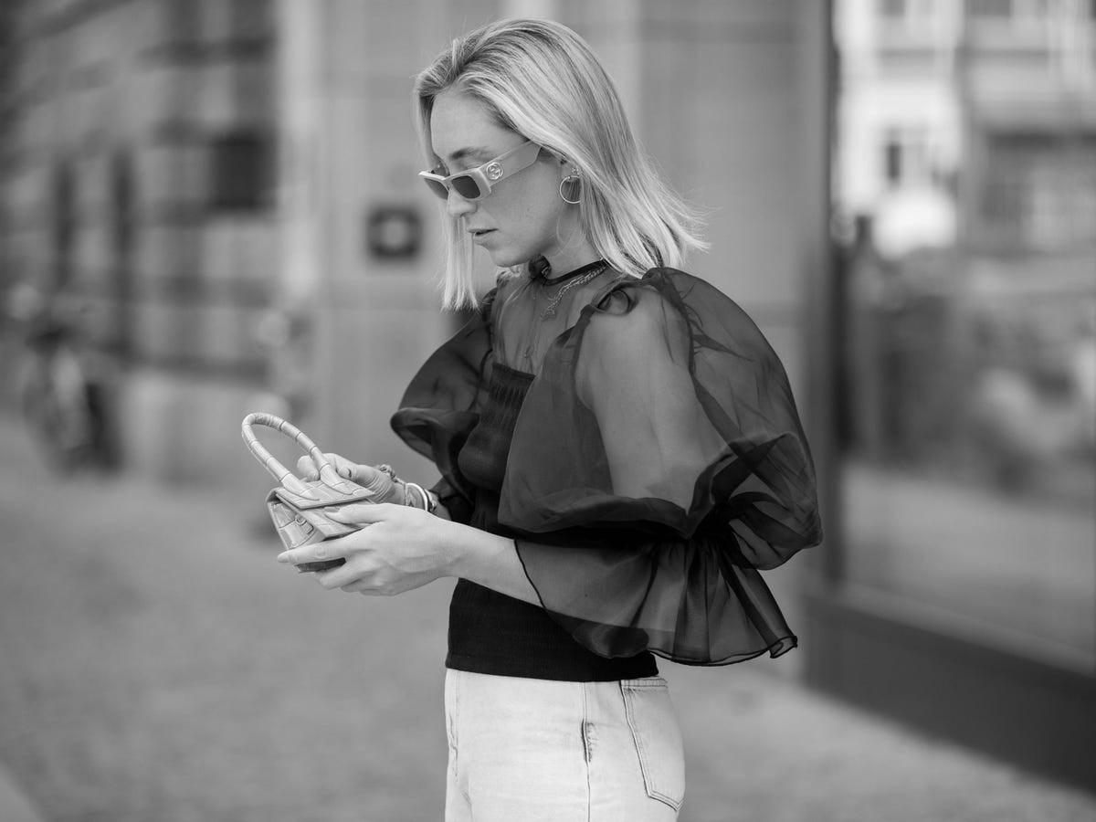 Black Sheer Organza Blouse with Puff Sleeves — Simple Sheer Top Outfit