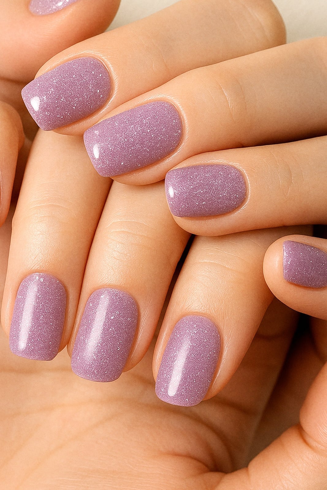 Dusty Purple Fine Shimmer Short Square Nails Dusty Purple Fine Shimmer Short Square Nails — Simple Shimmer Nails