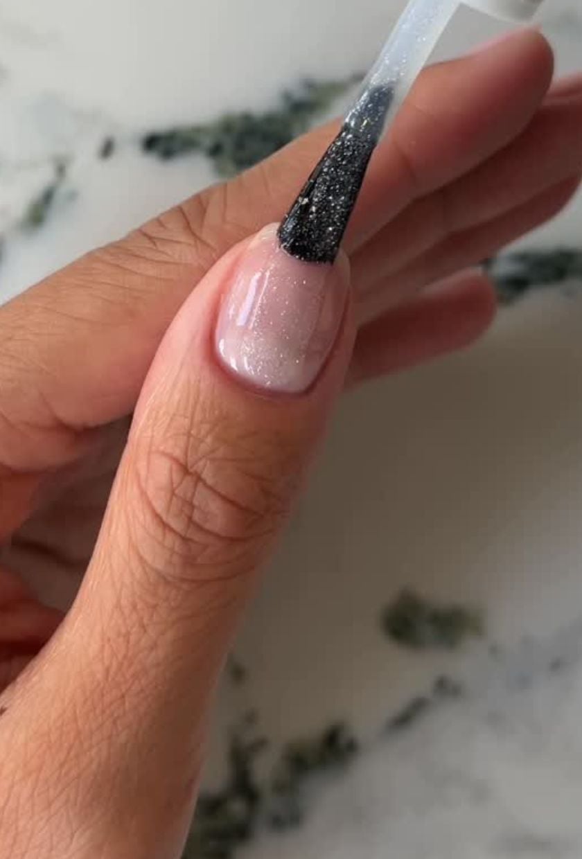 Sheer Nude Gold Shimmer Short Natural Nails Sheer Nude Gold Shimmer Short Natural Nails — Simple Shimmer Nails
