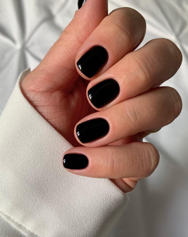 Perfectly Uniform Glossy Black Short Square Nails Perfectly Uniform Glossy Black Short Square Nails — Simple Short Black Nails