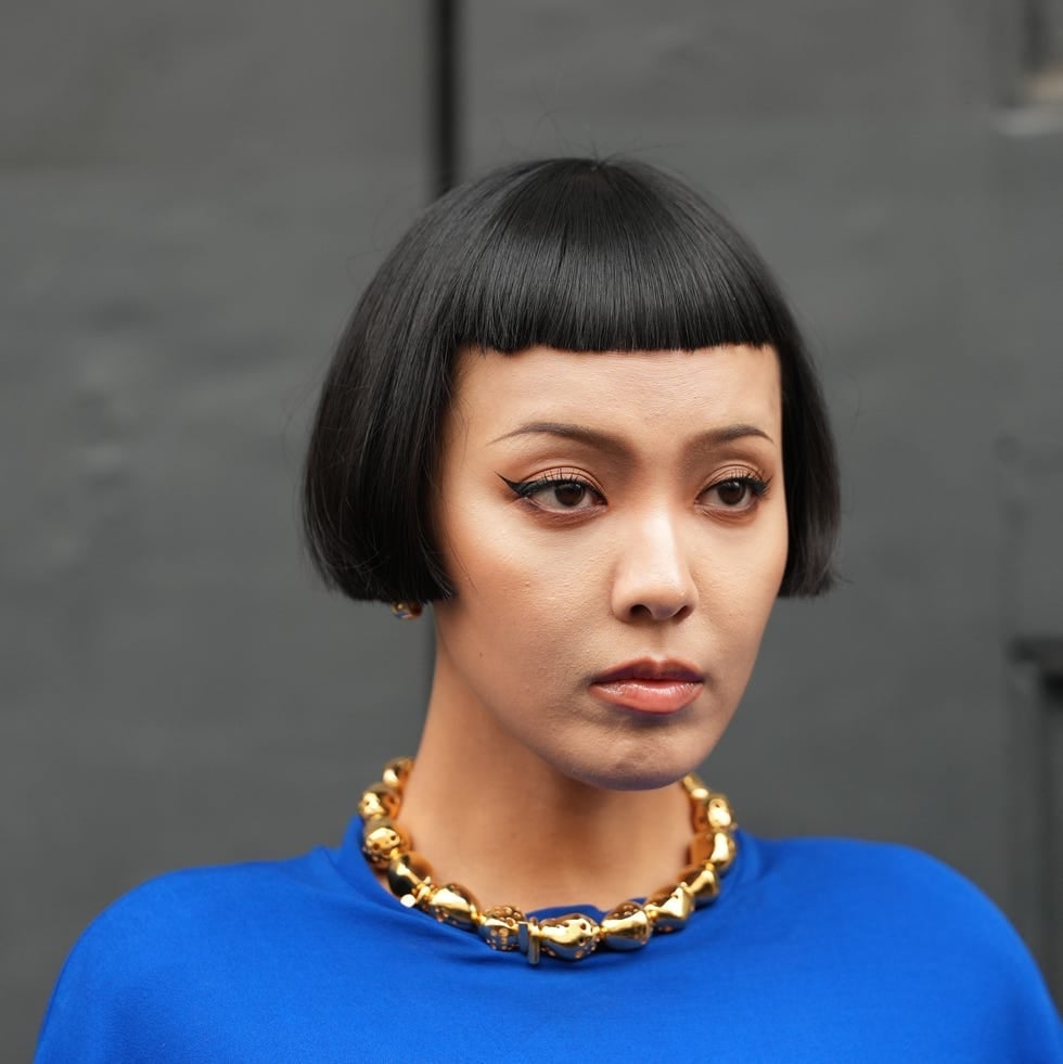 Ear Length Black Bob Micro Bangs — Simple Short Bob Hairstyles