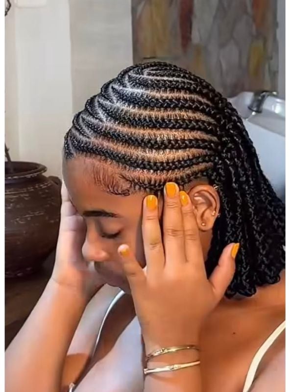 Chin Length Bob With Subtle Side Braided Accent — Simple Short Braids