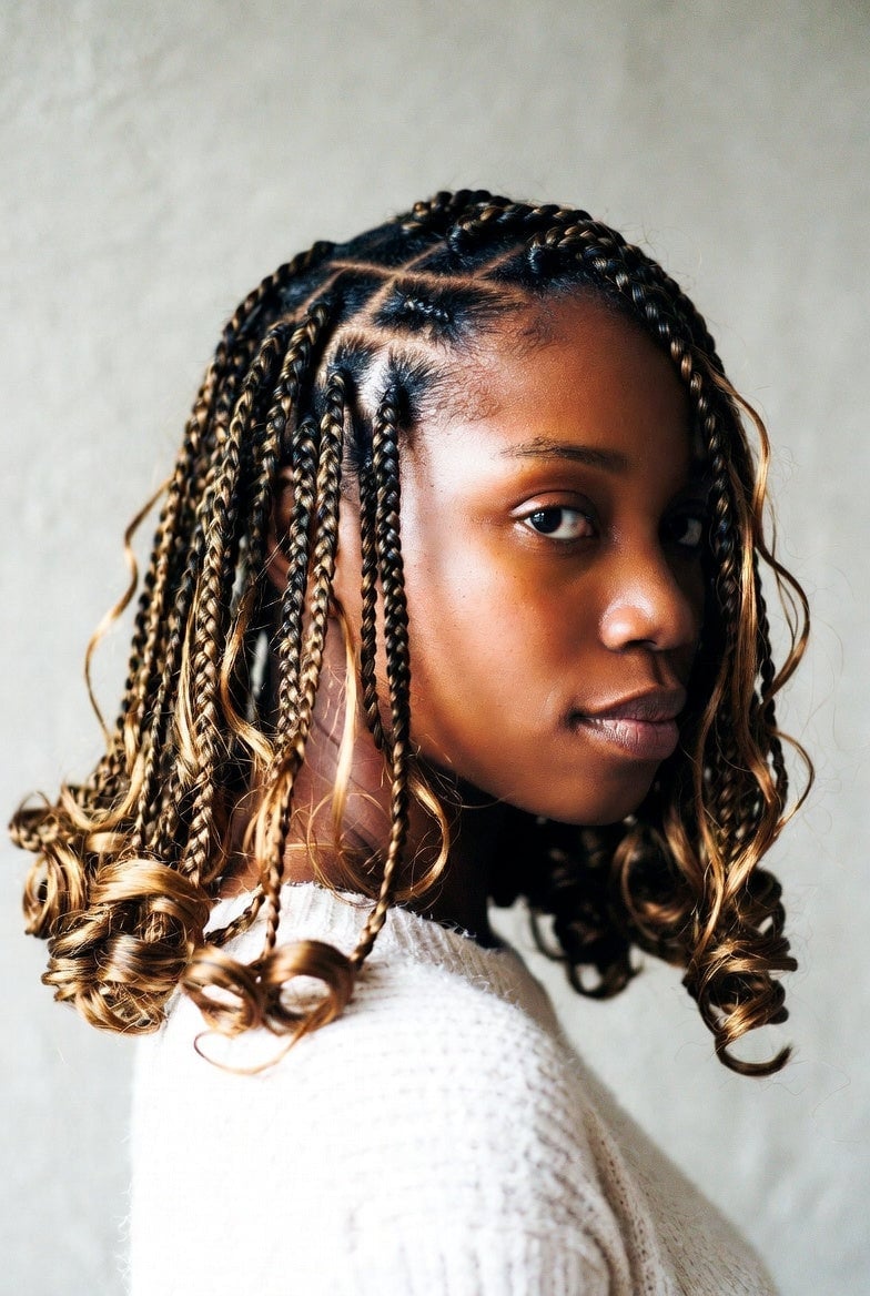Braided Bob With Wavy Ends — Simple Short Braids