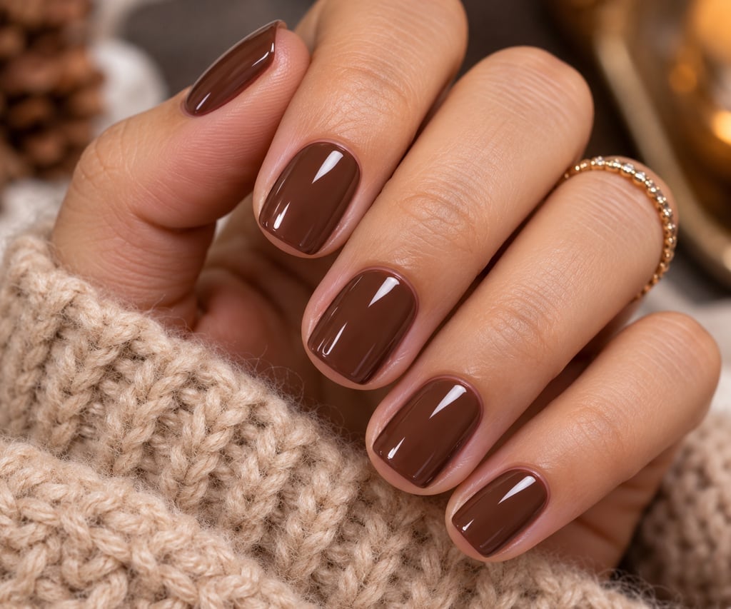 Deep Brown Glossy Short Soft Square Nails Deep Brown Glossy Short Soft Square Nails — Simple Short Classy Nails