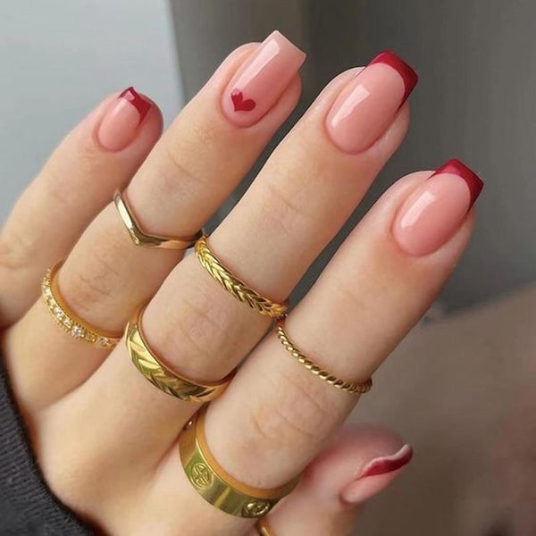 Short Square Nails With Pink Base And Thin White, Softer Variation Short Square Nails With Pink Base And Thin White, Softer Variation — Simple Short French Tip Nails
