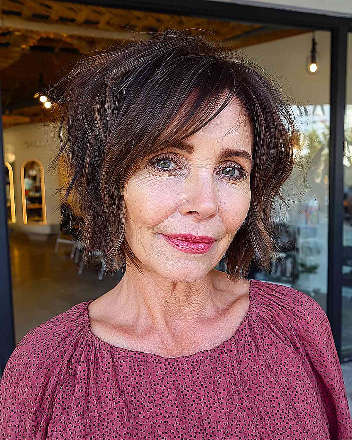 Brown Shag With Blonde Highlights and Side-Swept Bangs — Simple Short Shag Haircuts