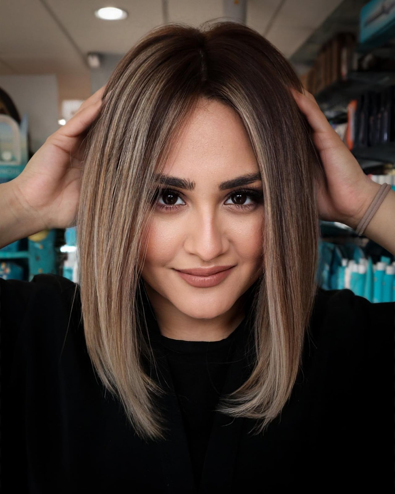 Angled Bob With Curtain Bangs — Simple Shoulder Length Haircuts