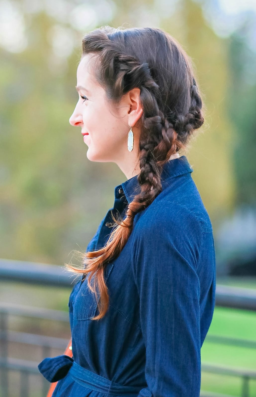 Mid-Back Two Braids With Auburn Highlights — Simple Side Part Braids