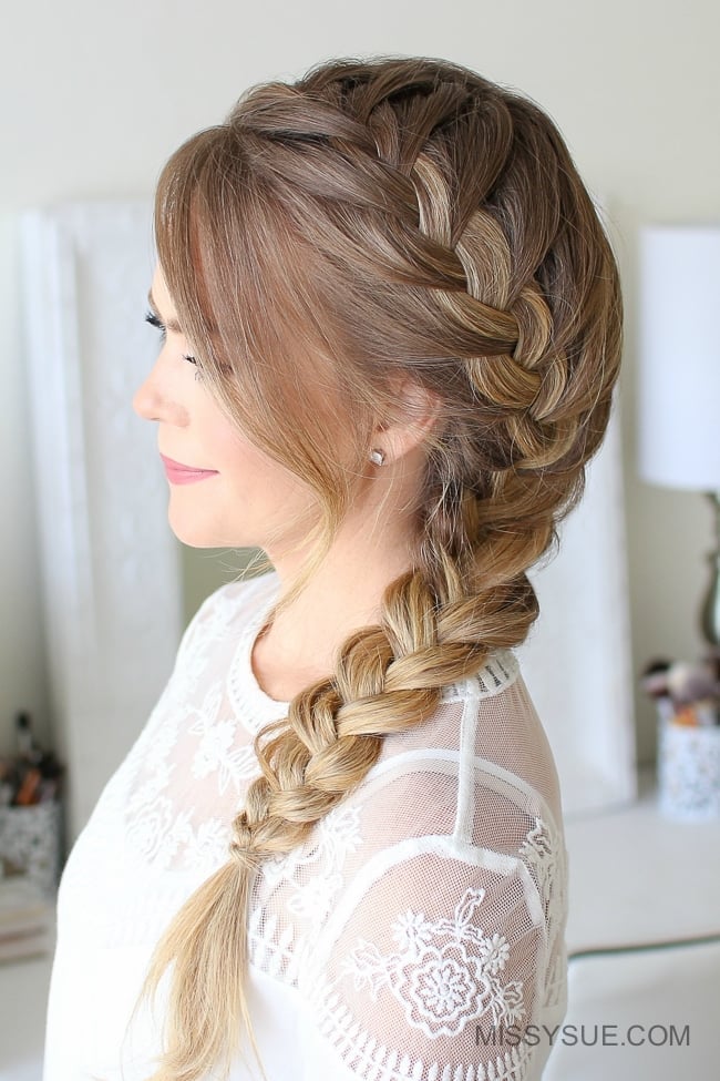Mid-Back Blonde French Braid — Simple Side Part Braids