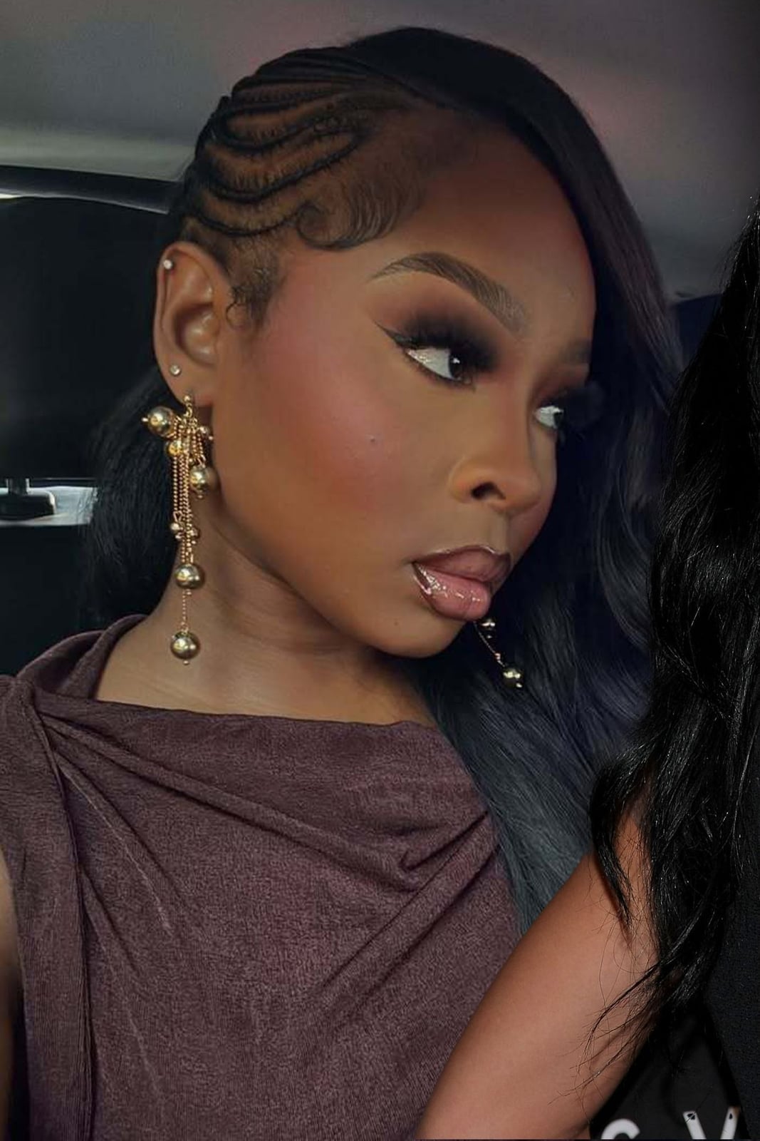 Shoulder Length Cornrows Into Wavy Braids — Simple Side Part Braids