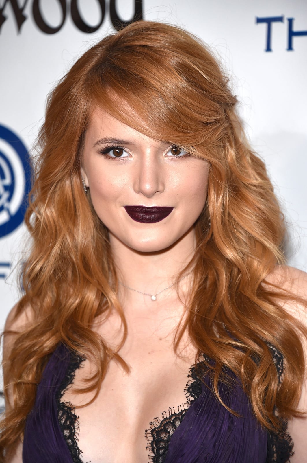 Copper Blonde Collarbone Waves With Side Bangs — Simple Side Swept Bangs