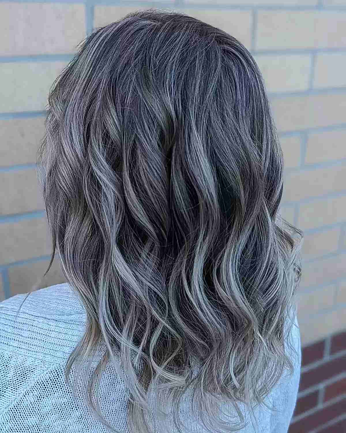 Collarbone Waves With Smoky Silver Balayage — Simple Silver Highlights