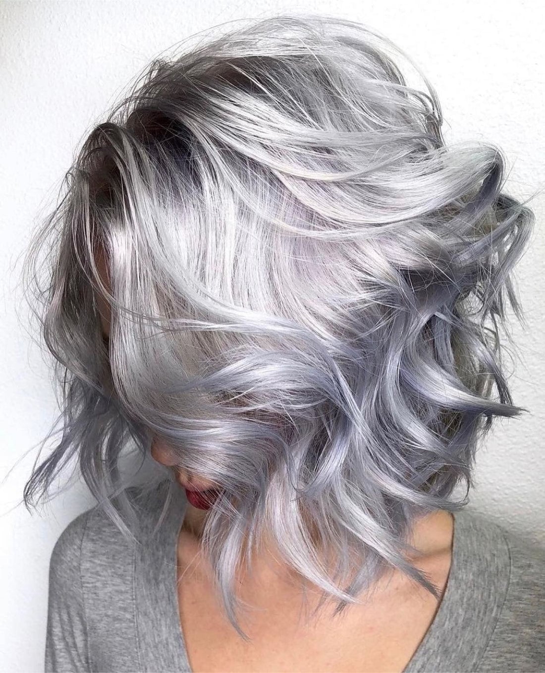Shoulder Length Bob With Silver Highlights — Simple Silver Highlights