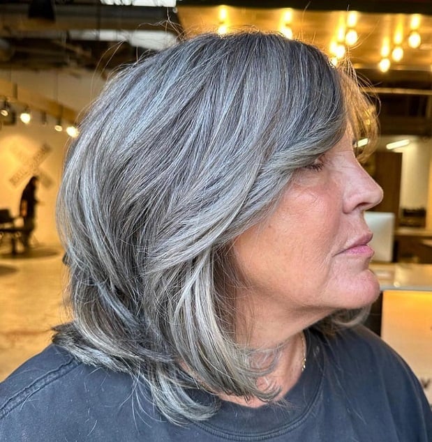 Collarbone Layers With Silver Highlights On Grey Base — Simple Silver Highlights