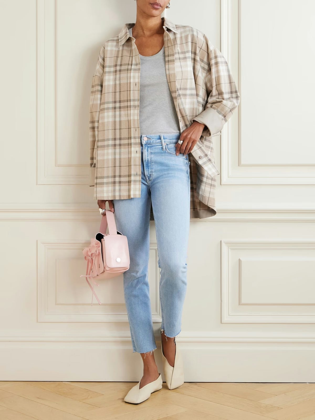 High-waisted Dark Blue Skinny Jeans with Striped, Office-Safe Version — Simple Skinny Jeans Outfits