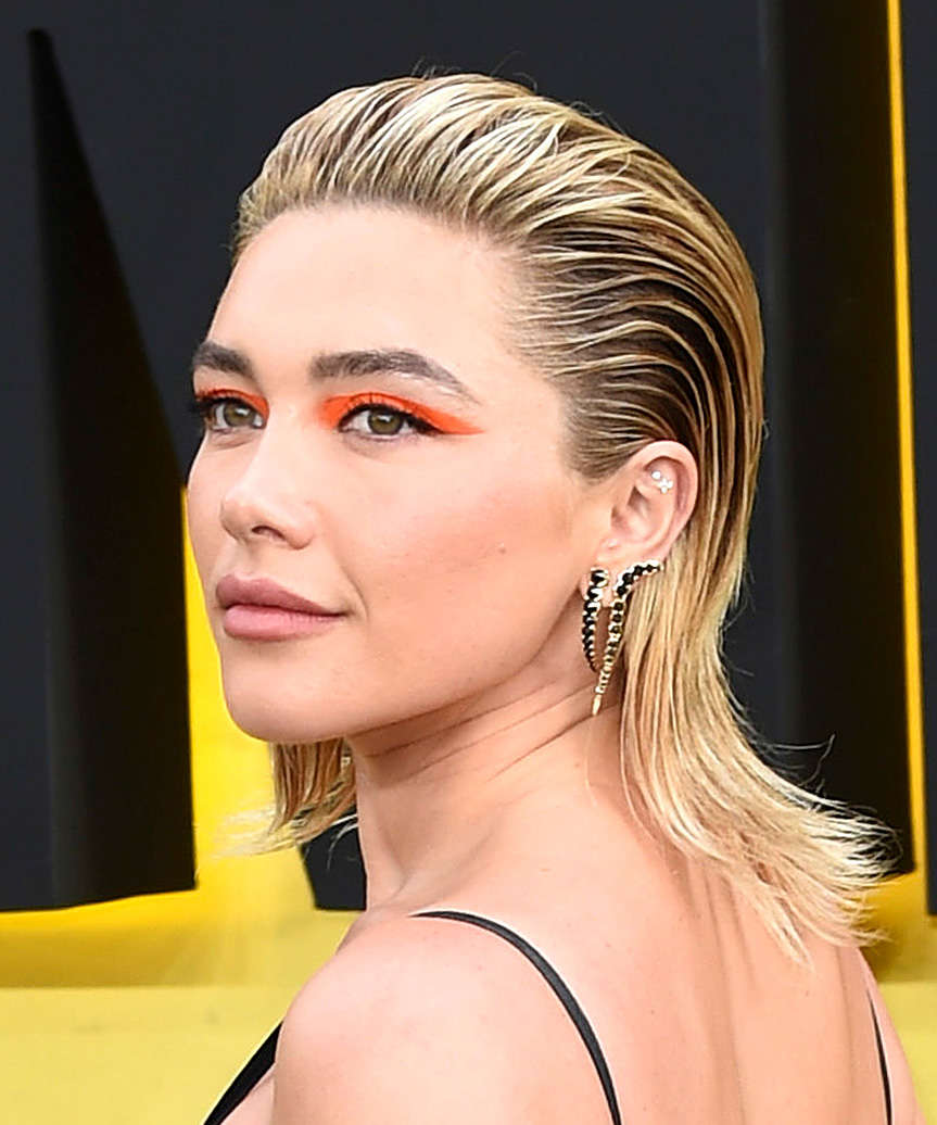 Thin Black Strap Top with Wet-Look Slicked Back Hair — Simple Slicked Back