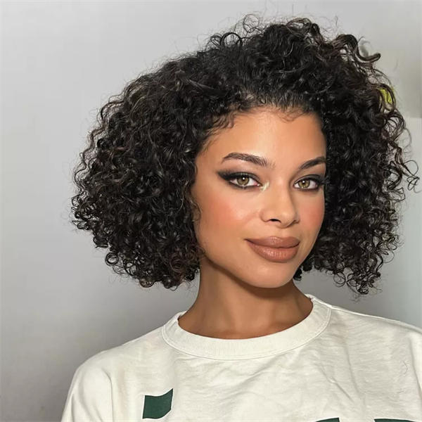 Chin Length Black Soft Bob, Curly Chin Length Black Soft Bob, Curly — Simple Soft Curls