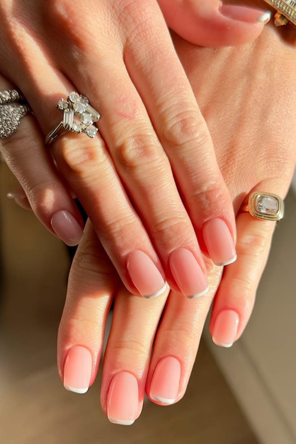 Short Squoval Classic French Manicure Nails — Simple Squoval Nails