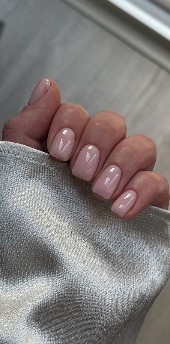 Short Square Glazed Donut Chrome Nails — Simple Squoval Nails