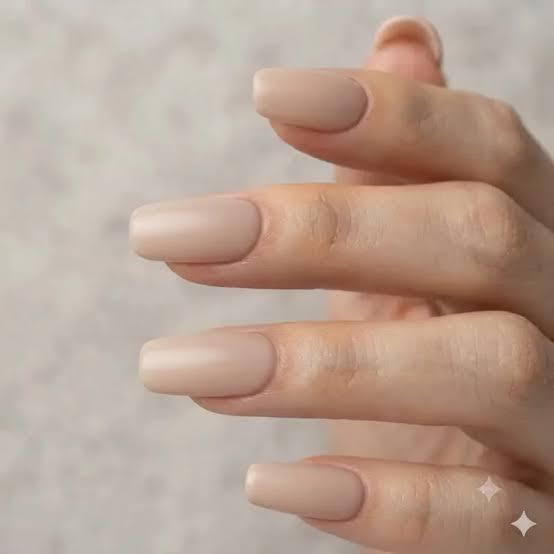 Long Squoval Matte Beige Nails — Simple Squoval Nails