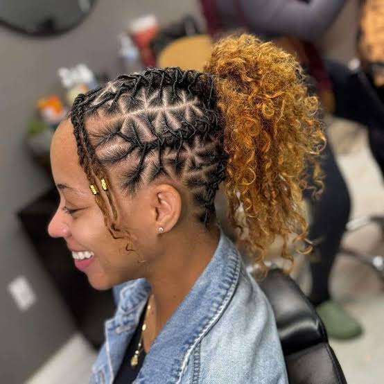 Mid-Back Locs Ponytail With Braided Sections Mid-Back Locs Ponytail With Braided Sections — Simple Starter Locs