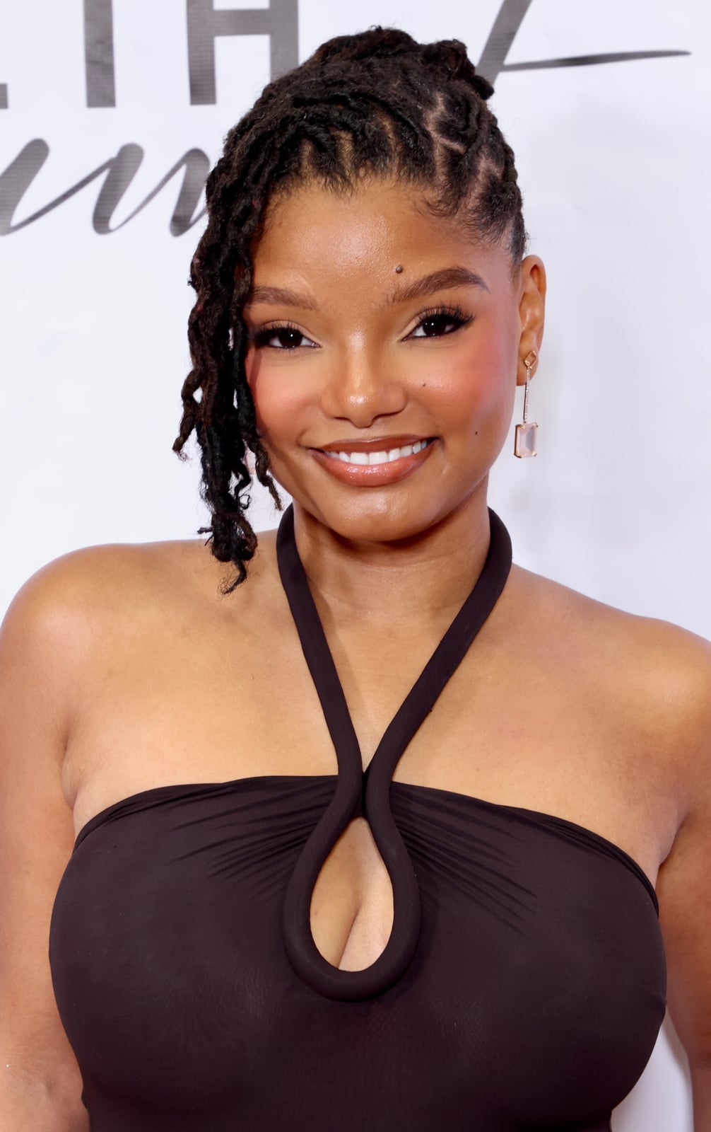 Shoulder Length Coily Black Braided Updo Shoulder Length Coily Black Braided Updo — Simple Starter Locs
