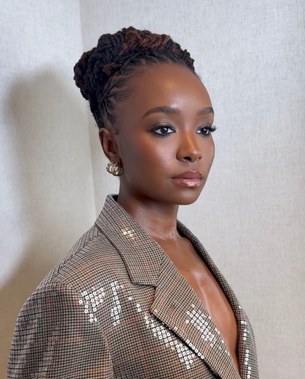 Shoulder Length Coily Black Locs Sleek Braided Updo, Everyday Version Shoulder Length Coily Black Locs Sleek Braided Updo, Everyday Version — Simple Starter Locs