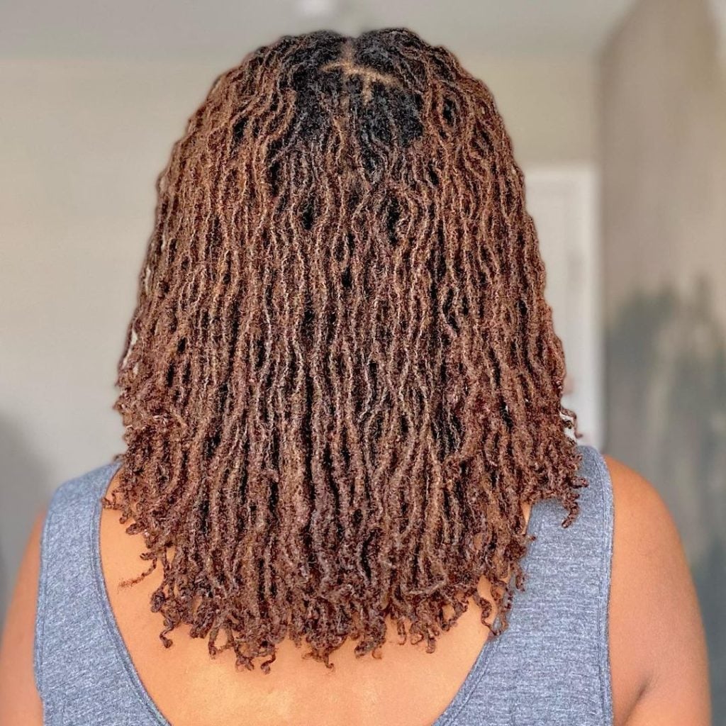 Collarbone Length Dense Fine Brown Locs Collarbone Length Dense Fine Brown Locs — Simple Starter Locs