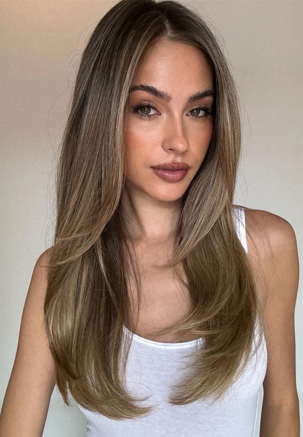 Fine Hair Long Layers With Soft Curtain Bangs Fine Hair Long Layers With Soft Curtain Bangs — Simple Straight Hair Haircuts