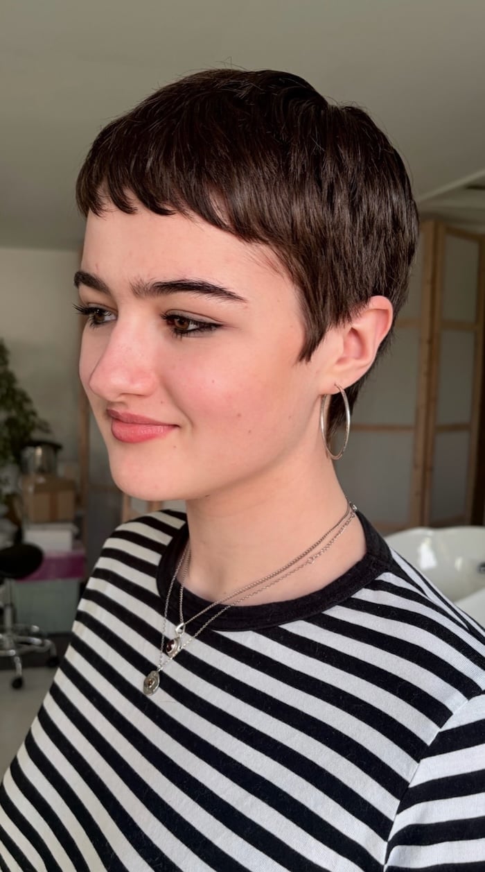 Textured Dark Brown Pixie Cut Textured Dark Brown Pixie Cut — Simple Straight Hair Haircuts