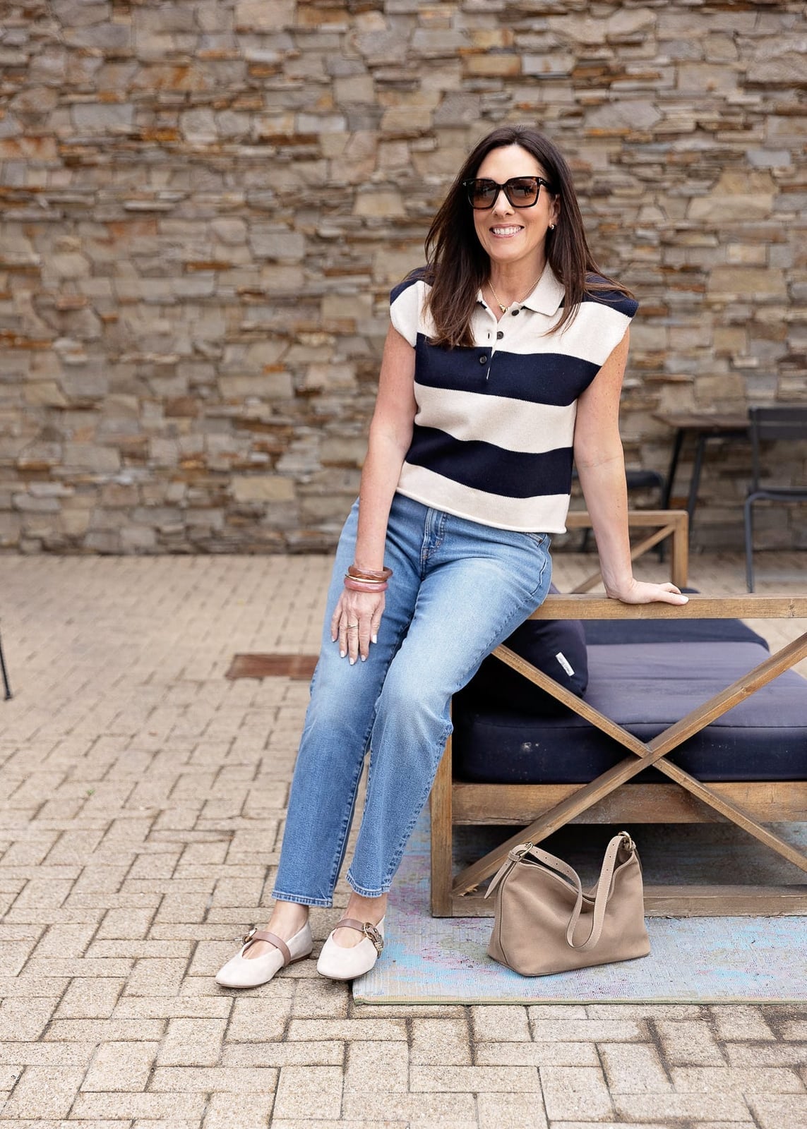 Light Wash Straight Leg Jeans with Striped Knit Polo Light Wash Straight Leg Jeans with Striped Knit Polo — Simple Straight Leg Jeans Outfits