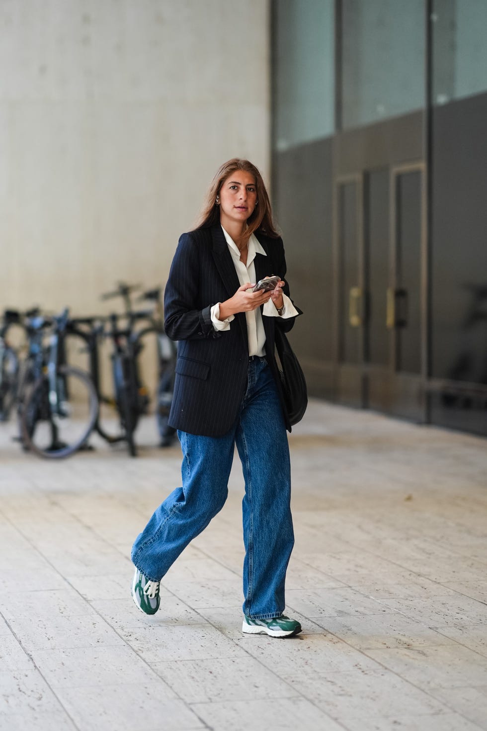Pinstripe Blazer With Wide Leg Jeans Pinstripe Blazer With Wide Leg Jeans — Simple Streetwear Style