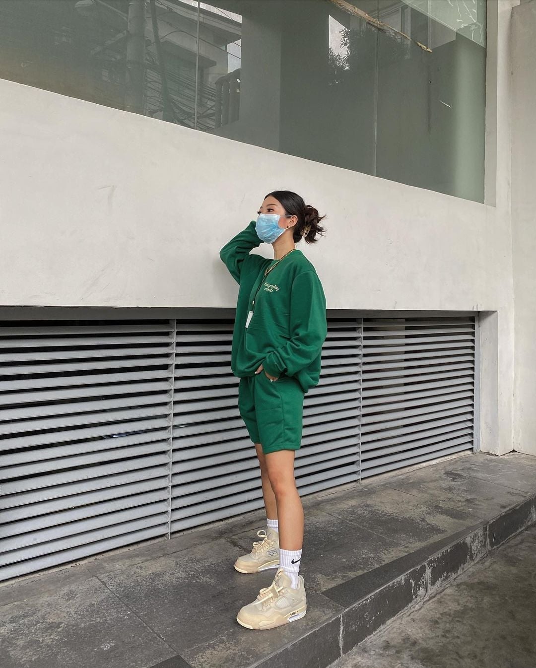 Matching Green Sweatshirt And Shorts Set Matching Green Sweatshirt And Shorts Set — Simple Streetwear Style