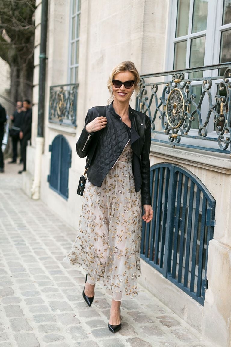 Floral Print Midi Dress with a Quilted Moto Jacket Floral Print Midi Dress with a Quilted Moto Jacket — Simple Style Inspo