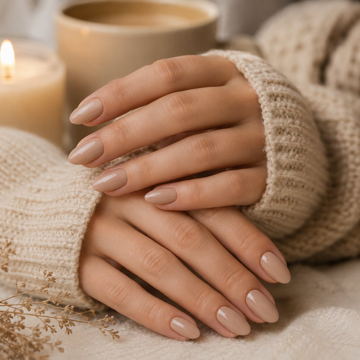 Opaque Taupe Short Oval Nails Opaque Taupe Short Oval Nails — Simple Taupe Nails