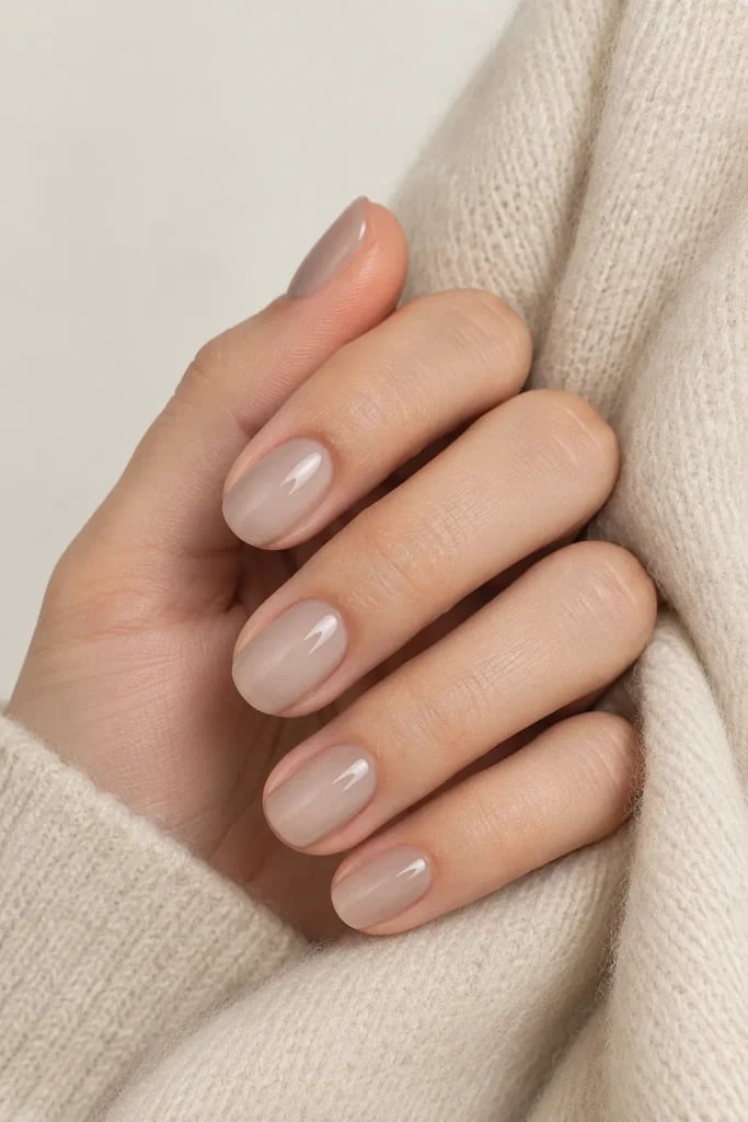 Sheer Light Taupe Short Oval Nails Sheer Light Taupe Short Oval Nails — Simple Taupe Nails