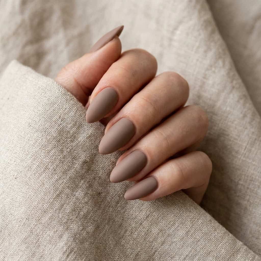 Smooth Matte Taupe Medium Oval Nails Smooth Matte Taupe Medium Oval Nails — Simple Taupe Nails