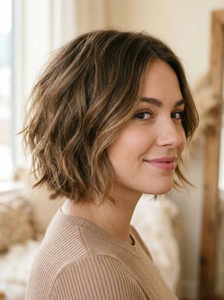 Classic Chin Length Bob With Smooth Waves Classic Chin Length Bob With Smooth Waves — Simple Textured Bob