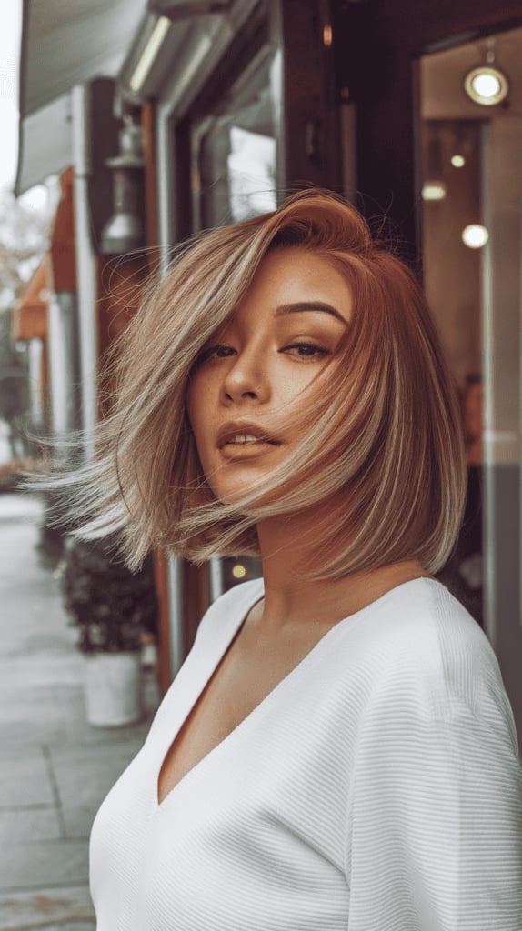 Collarbone Bob With Blonde Balayage Collarbone Bob With Blonde Balayage — Simple Textured Bob