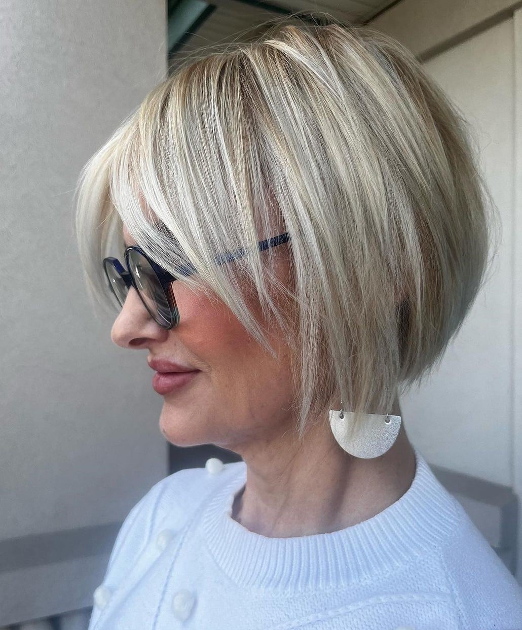 Stacked Ash Blonde Bob With Crown Volume — Simple Thinning Hairstyles
