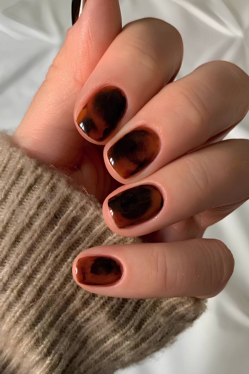 Short Rounded Square Rich Tortoise — Simple Tortoise Nails