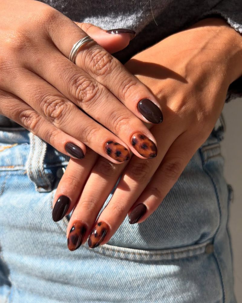 Medium Almond Tortoise Pattern — Simple Tortoise Nails