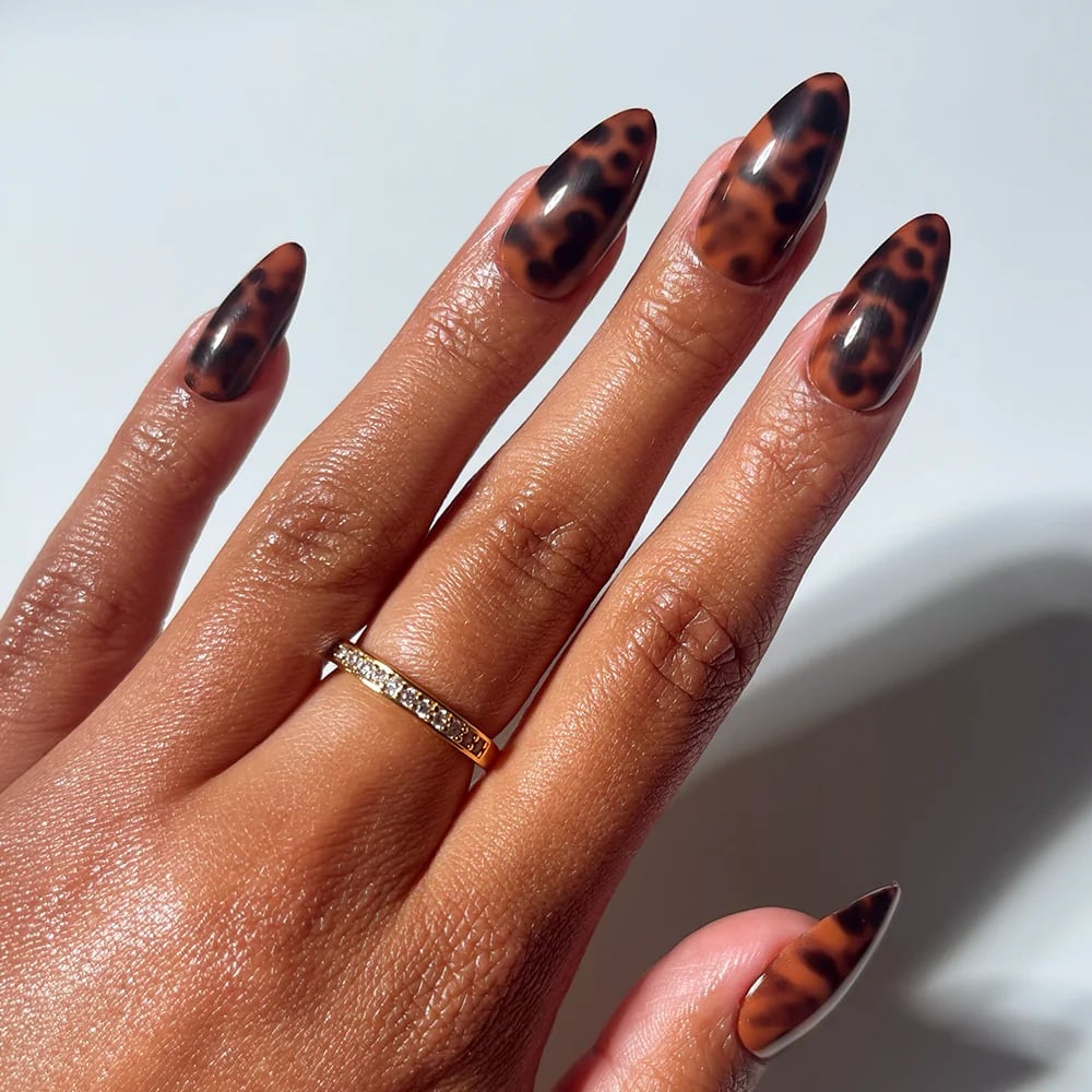 Long Almond Glossy Tortoise — Simple Tortoise Nails