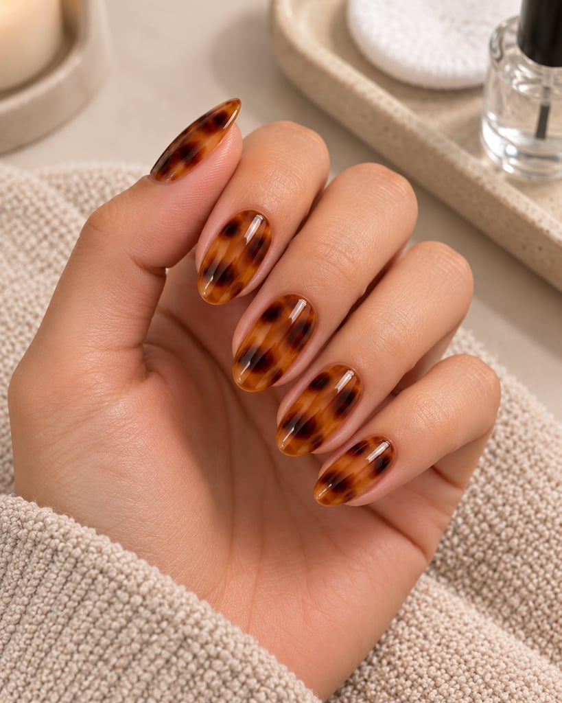 Medium Oval Classic Tortoise Shell — Simple Tortoise Nails