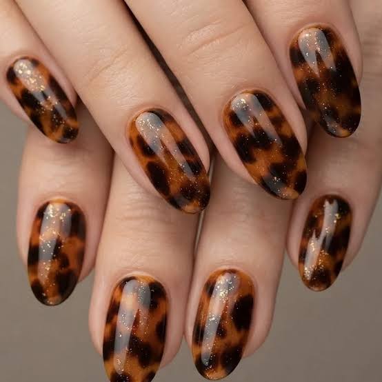 Medium Almond Classic Tortoise — Simple Tortoise Nails