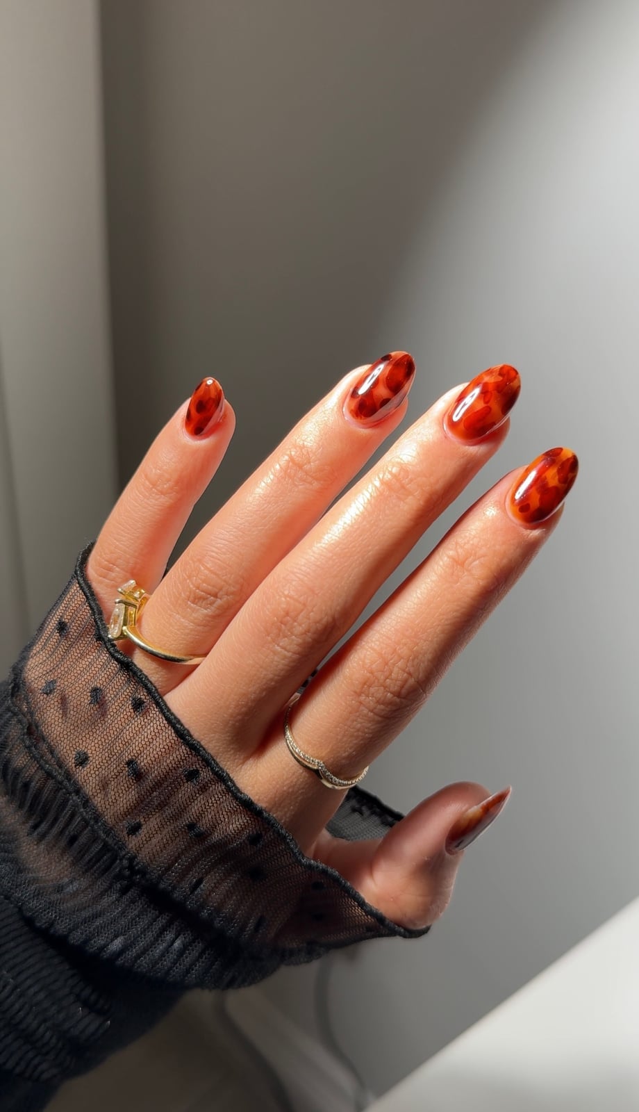 Medium Oval Autumn Tortoise, темно-коричневый — Simple Tortoise Nails