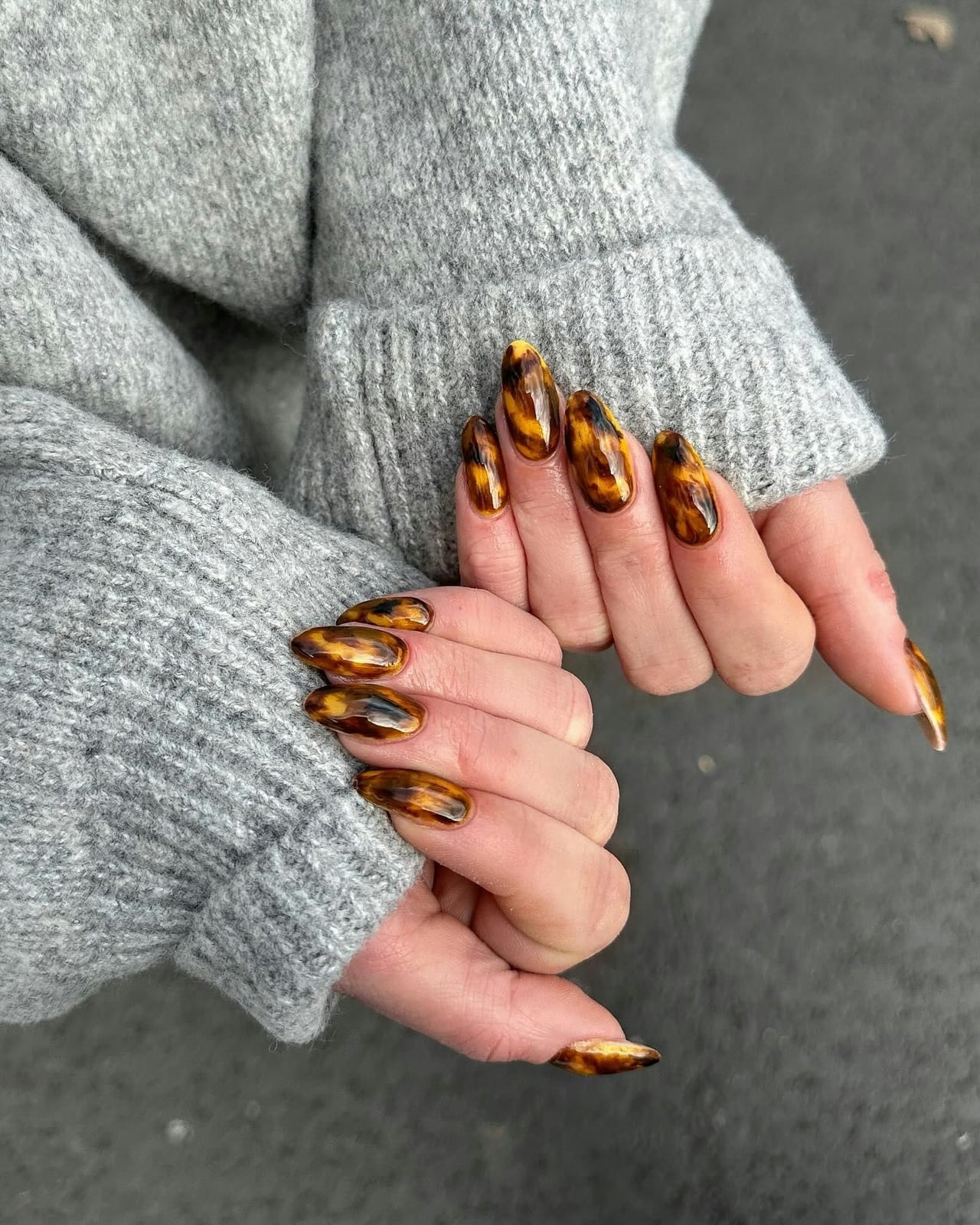 Medium Almond Rich Tortoise — Simple Tortoise Nails
