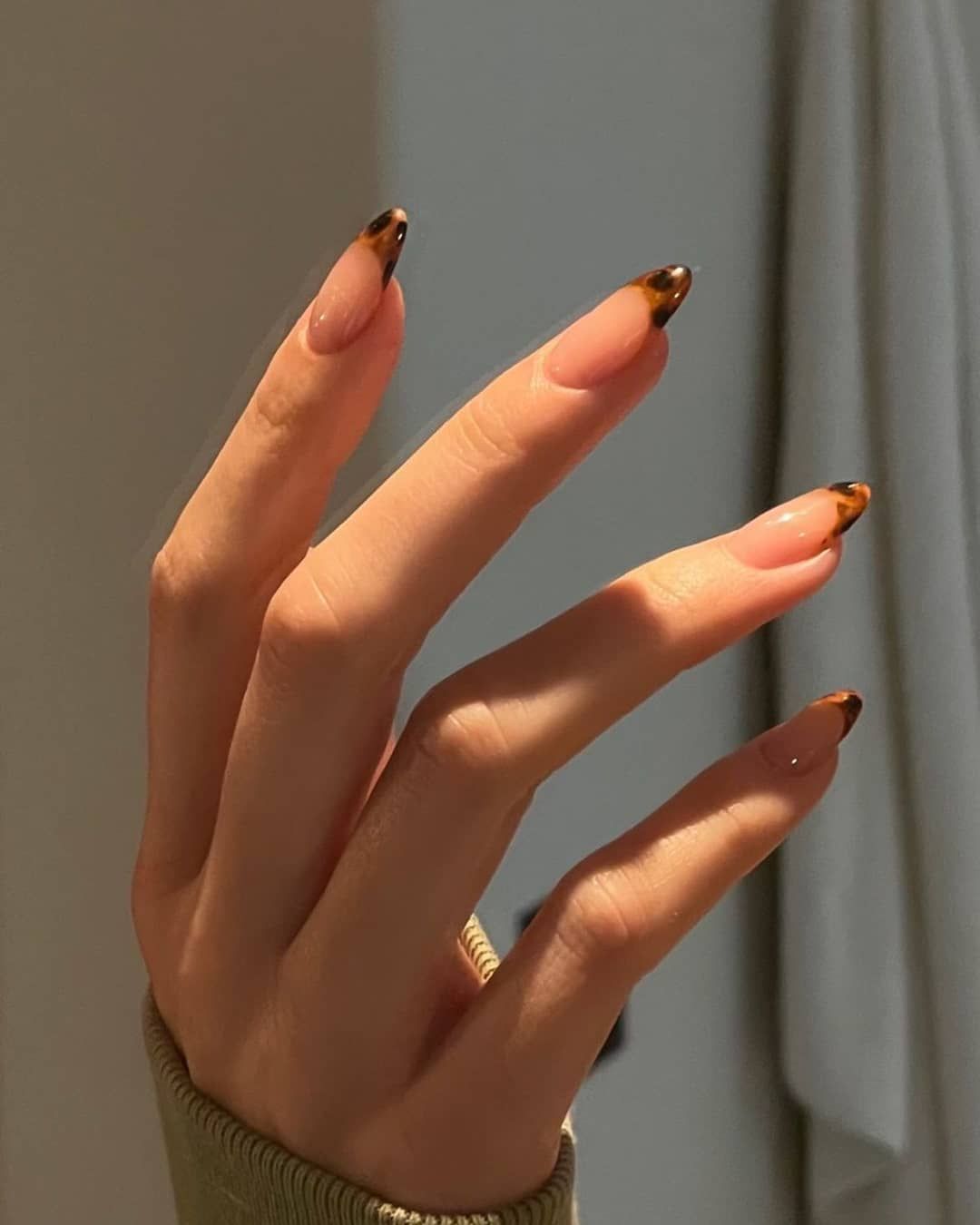 Medium Almond Tortoise French — Simple Tortoise Nails
